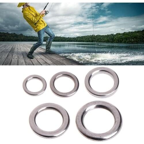 50Pcs Fishing Solid Stainless Steel Snap Split Ring Lure Tackle Tool Connector