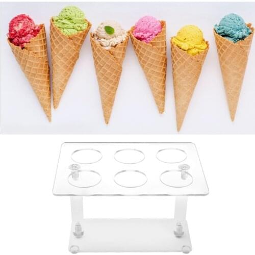 Acrylic Ice Cream Cone Holder Transparent 6 Holes Cupcake Dessert Display Stand for Wedding Birthday Parties Home Accessories
