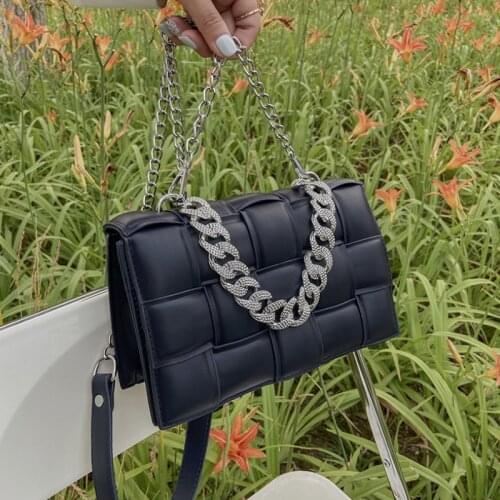 Brand Design Womens Shoulder Bags 2021 Thick Weave Shoulder Purses and Handbag Women Clutch Bags Ladies Chain Crossbody Bag