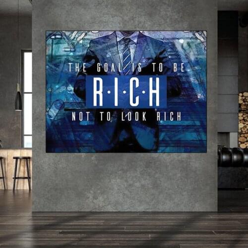 To Be Rich Quote Wall Art Money Art Poster for Home Design Motivational Office Room Decor Canvas Picture Frameless