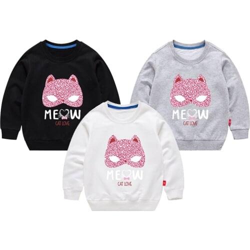Children Girls Spring Cartoon Sweater 2-8 Years Long Sleeve Printed Cotton Jacket Teens Casual Round Neck Kids Vitality Pullover