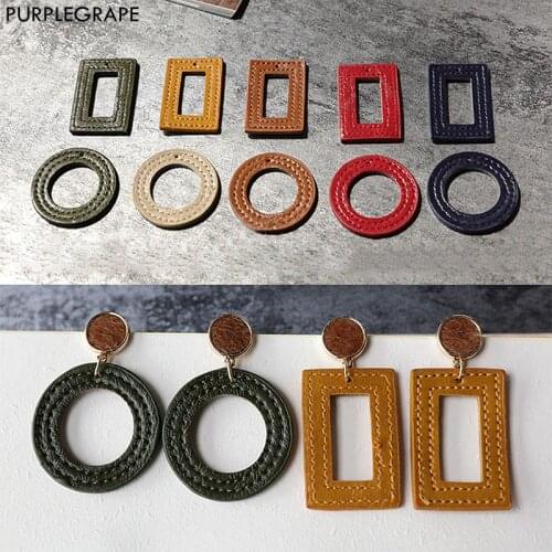 DIY Handmade Earrings Material Pendant Female Style Temperament Autumn and Winter Leather Europe and America Simple 2 pieces