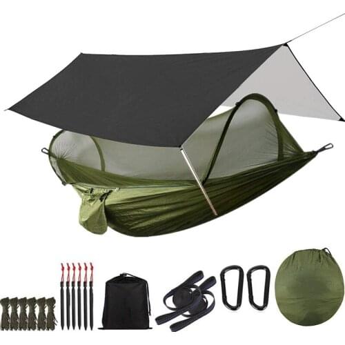 Camping Hammock with Mosquito Net Rain Fly Double Hammock with Bug Net and Tarp Lightweight Tree Straps Heavy Duty Carabiners