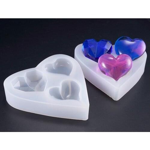 1=3pcs hot lovely heart shape Silicone molds Mould crystal Resin Epoxy UV jewelry finding toolds Accessories Decoration