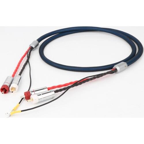 Hi-end OFC Silver Plated With shielding RCA 5 pin DIN XLR U spade plug Audio Phono Tonearm Cable with Ground Wire