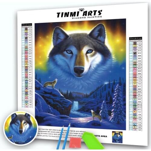 5D Full Drill Round Diamond Painting Embroidery Mosaic Wolf Winter Picture Cross Stitch Animal Wall Decor Home Decoration Arts