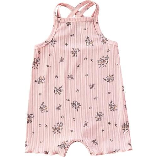 0-18M Newborn Baby Girls Boys Floral Rompers Flowers Print Sleeveless Cotton Jumpsuits Outfits Ctue Summer Sunsuit