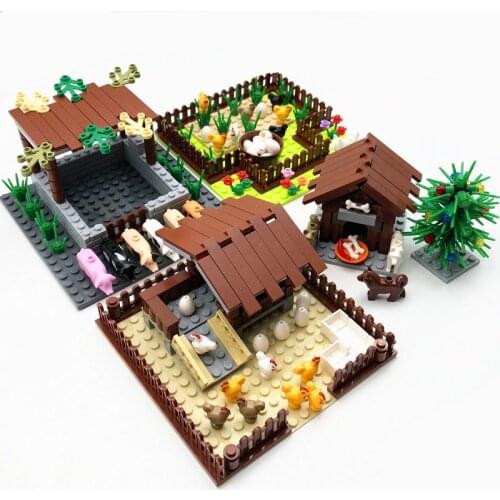 2021 Pig Farm Chicken Coop Blocks Toys for Kids Compatible MOC Piggery Ranch Bricks Set Children DIY Gifts over 3 Years Old