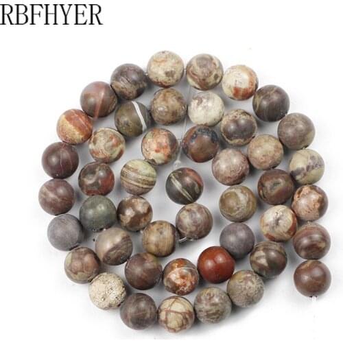 Ocean Stone Sea Ore Natural Stone Matte Round Loose Beads DIY Ladies Bracelet Necklace Jewelry Making 6/8/10/12MM 15