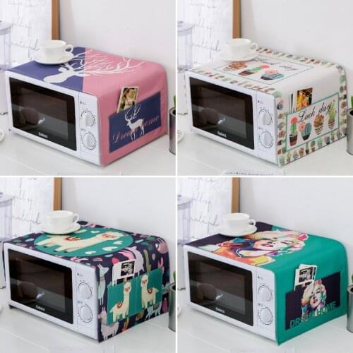 Nordic Cotton and linen Microwave Oven Cover With Storage Bag Dust Cover Anti Oil