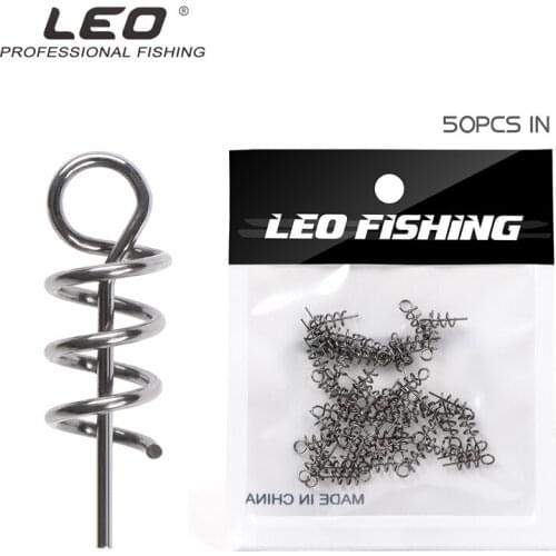 LEO 50PCS/Bag 14mm Stainless Steel Soft Bait Pin Lure Fishing Pin Spring Fixed Lock