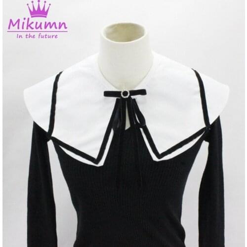 Black Bow Sailor Collar For Women Fake Collar Detachable False Collars Ladies Blouse Dress Clothing Accessories