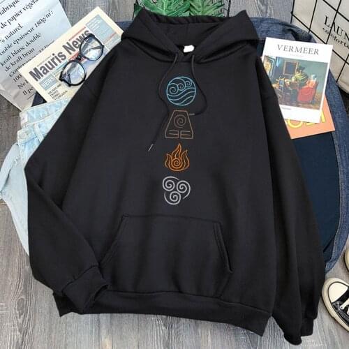 Mens Long Sleeve Hoody Avatar The Last Airbender Print Fleece Autumn Spring Long Sleeve Casual Sweatshirts Male Loose Pullover