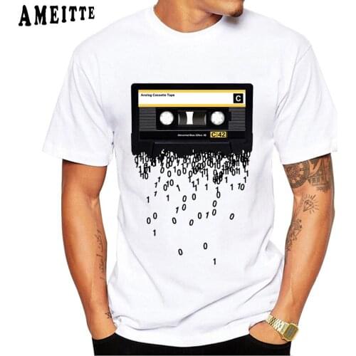 AMEITTE Summer Men t-shirt The Death of The Cassette Tape Print T-Shirt Man Casual Tops Hip Hop Rock Boy Tees Music Short Sleeve