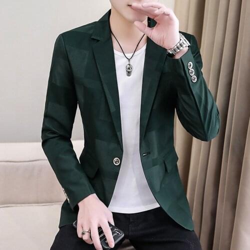 2021 Mens Personalized Printed Suit Youth Slim Casual Handsome blazer