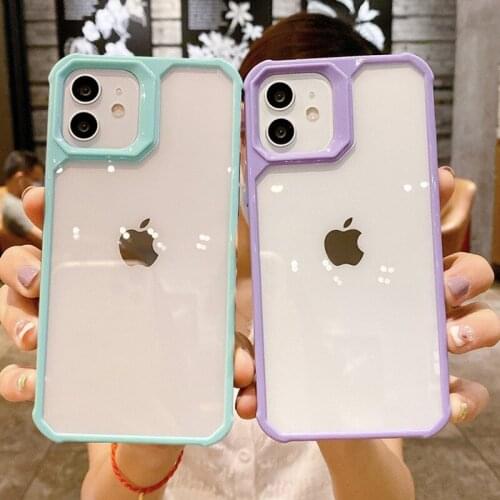 Candy Color Soft Bumper Phone Case For iPhone 12 11 Pro Max X XS XR Mini 7 8 Plus SE 2020 11 Clear Shockproof Transparent Cover