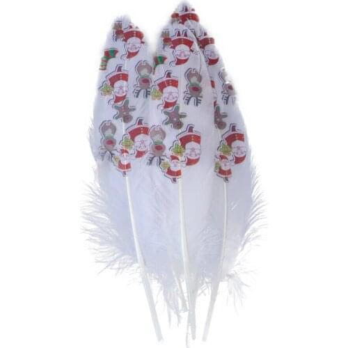 10PCS Natural Goose Feathers Diy Craft Festival Decoration Accessory 15-20 CM/6-8 " Decorative feather Printing Pattern Wholsale