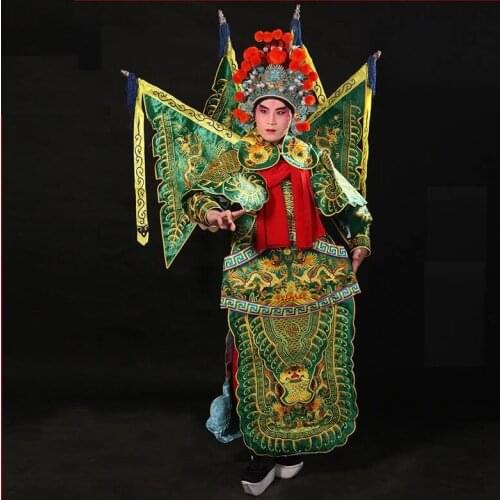 General Beijing Opera JingJu stage cosplay Face changing Drama costume stage performance ancient military Wu Sheng Unique