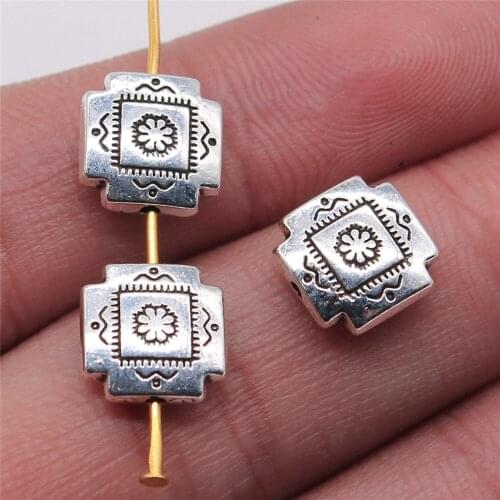 Wholesale Jewelry Lots Antique Silver Color 4x10mm Small Square Beads Metal Charms Accessories For Women 5 Pieces