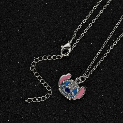 Cartoon Anime Ohana Necklace full of Rinestone Pendant Cute Animal Ohana means Family Necklace for Women Kids Jewelry Wholesale