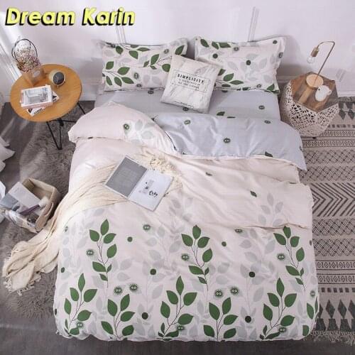 Heart Print Duvet Covers Pink Plant setCartoon Bedding Set King Size Single Double Queen Brief Bedclothes Plaid Bed Linens Sheet