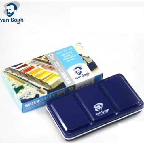 Terrence Netherlands Van Gogh Aquarelle 12 /24 Color Solid Watercolor Paint Color Half Pans Block Iron Box Acuarelas Pigment