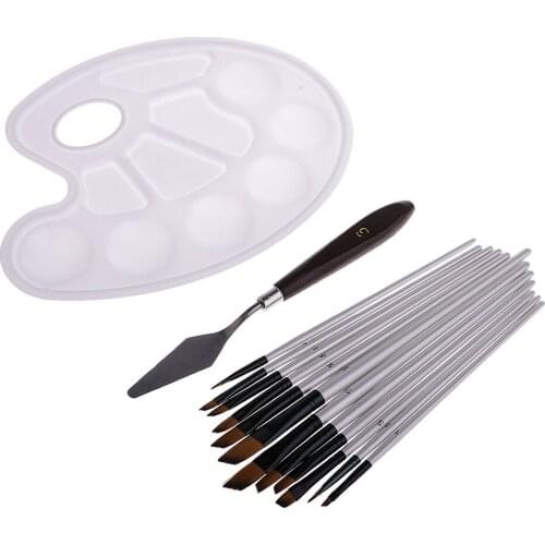 12pcs Professional Nylon Hair Paint Brush with Palette And Color Mixing Tool