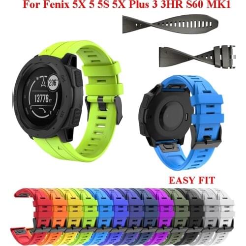 26 22MM Watchband Strap for Garmin Fenix 5 5X 3 3 HR Fenix 6X 6 Pro MK1 Watch Quick Release Silicone Easyfit Wrist Band correa
