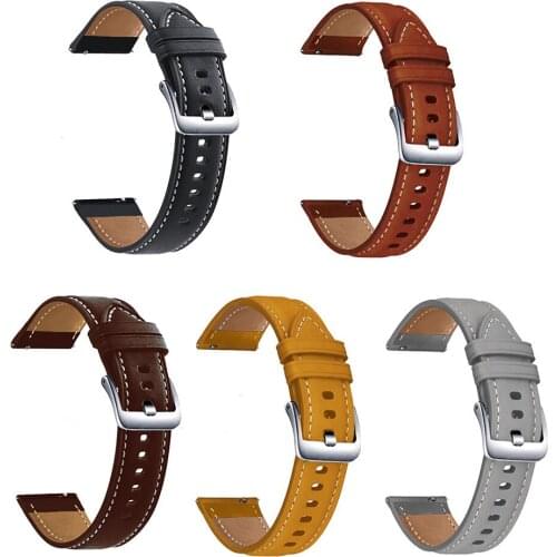 22mm Leather Watch Strap Replacement Wristband Belt for Samsung galaxy watch3 45mm Gt2 46mm