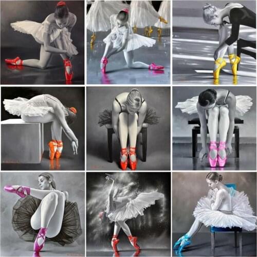 RUOPOTY Acrylic Frame Diy Painting By Numbers Kits Ballet Dancers Picture Wall Art Handpainted Oil Painting For Home Decors Artw
