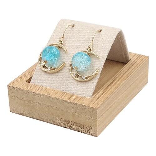 Bamboo Beige Fabric Activity Eardrop Earrings Display Stand Earrings Organizer Jewelry Rack Jewelry Display Stand