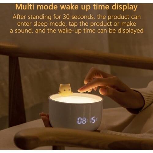 Alarm Clock LED Night Light Brightness Adjustable Wake Up Light USB Rechargeable Digital Alarm Snooze Display Table Clock Lamp