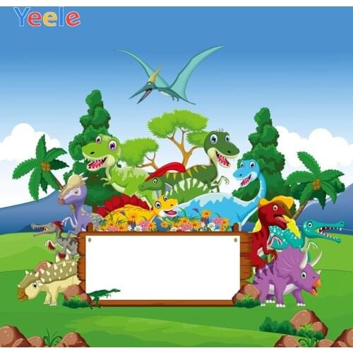 Cartoon Dinosaur Wild Animals Baby Shower Boy Birthday Backdrop Custom Vinyl Photography Background For Photo Studio Photophone