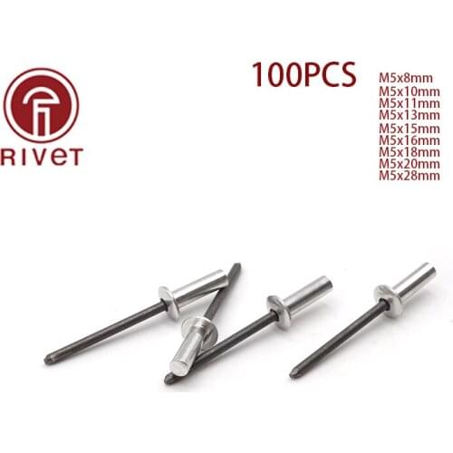 DIN 15973 100PCS M5 Rivets Remaches Aluminum Steel Closed End Blind Rivets Round Dome Head Rivet Fasteners