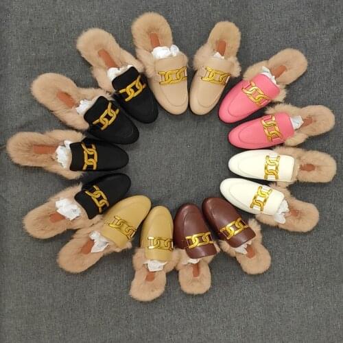 Woolly Slippers for Women Wearing Muller Shoes 2020 New Baotou Half Slippers Womens Flat Bottomed Lazy Slippers