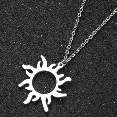 2021 Circle Irregular Sun Necklace for Women Girls Sunflower Choker Simple Fashion Stainless Steel Jewelry Friendship Gifts