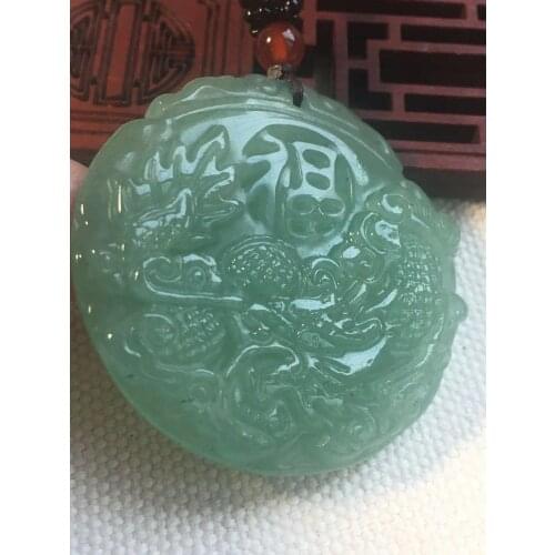 Natural A green jade pendant hand-carved flower jade necklace for women jade necklaces jewelry