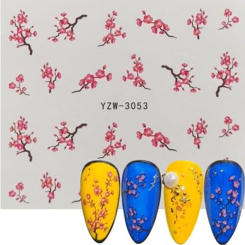 2020 New Arrivals Water Transfers Nail Art Decal Elegant Plum Flower Watermark Stickers Slider Nails Temporary Tattoo Decor