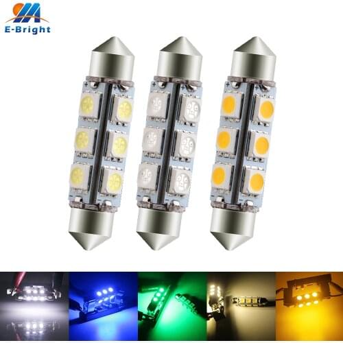 10pcs 44mm 12V 5050 12 SMD LED Festoon Bulb Car Dome Reading Ceiling Pate Number Lamp White Blue Red Green Amber 6500K-8000k