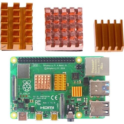 3pcs/set For Raspberry Pi 4B Copper Cooling Pad Heatsink Radiator Cooling Kit Cooler For Raspberry Pi 4 Model B Heat Sink