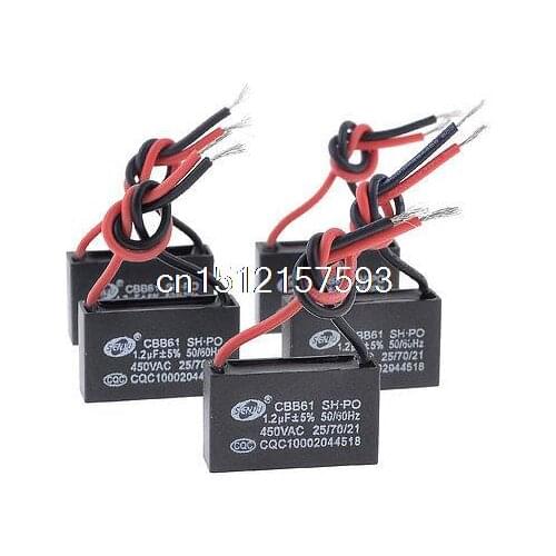 5 x Ceiling Fan Motor Running Capacitor Black CBB61 AC 450V 1.2uF 50/60Hz