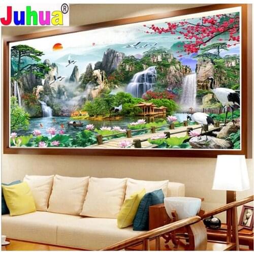 5d diy diamond painting Welcome Pine Flowing Money cross stitch mosaic embroidery Full round square diamond Mosaic Scenery Art
