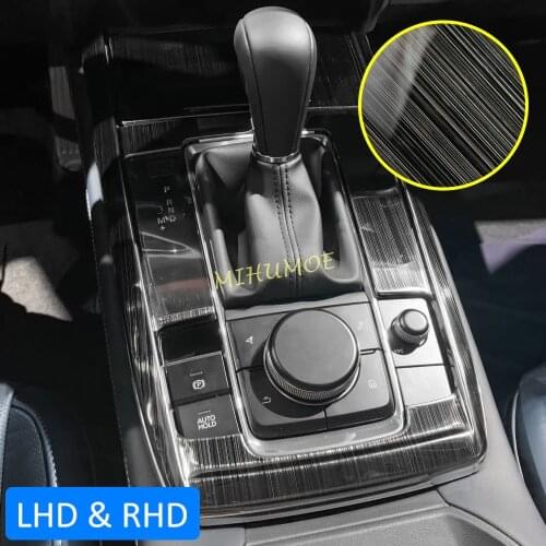 Car Steel Gear Shift Panel & Cup Holder Frame Cover Trim For Mazda CX30 CX-30 DM 2020-2021