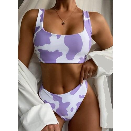 40# Cow Print Tankini Women Bikini Set Push-up Brazilian Swimwear Beachwear Swimsuit Multi Bathing Suit Vestidos De Baño Mujer