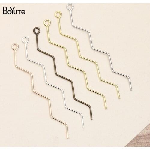 BoYuTe (50 Pieces/Lot) 1*70MM Metal Brass Wave Stick Handmade Materials Diy Jewelry Accessories Parts