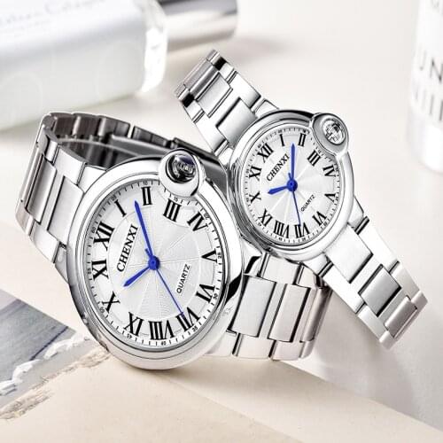 CHENXI Men Women Watch Top Luxury Business Stainless Steel Belt Quartz Waterproof Relogio Masculino Couple Birthday Gift