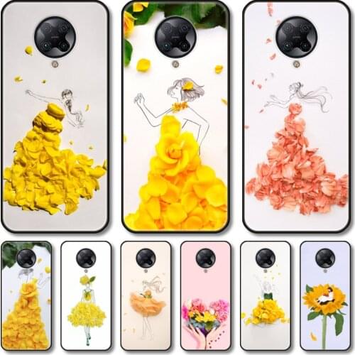 Features flowers Phone Case For xiaomi Poco M2 M3 C3 X3 F2 F3 Lite NFC Pro Anime Black Cover Silicone Back Pretty tpu