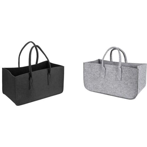 Fireplace Wood Felt Storage Bag Basket Magazine Rack Firewood Pocket,Felt Foldable Firewood Holder Basket