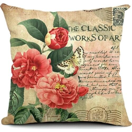 Hot Sale Pillow Covers Sweet Flower Pattern Vintage Design Fashion 45X45CM Linen Pillow Cover \ Home Decorative Linen Cushion