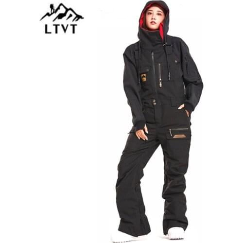 LTVT Women/Men Ski Pants Professional Winter Snowboard Pants Conjoined SKI TROUSERS Jumpsuit Ski Female Hiking Ski Pants